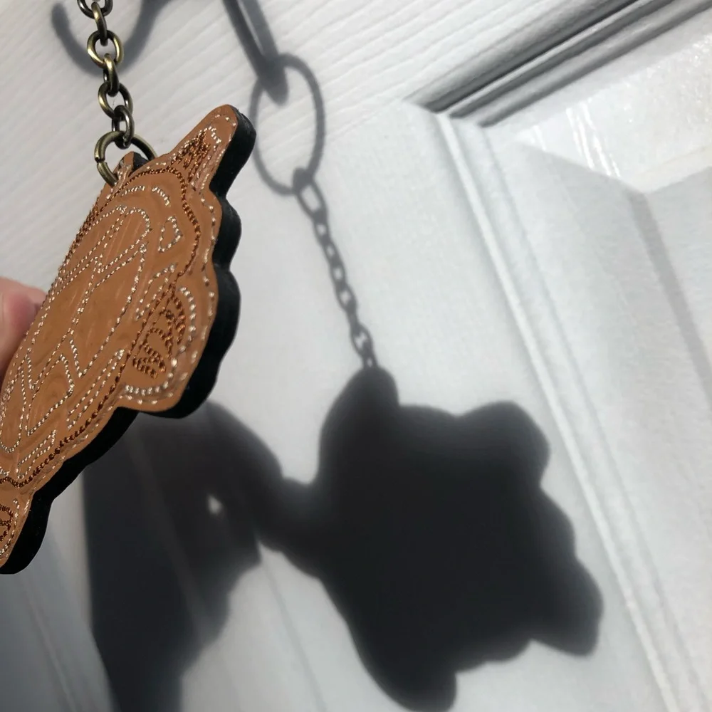 Patricia Nash Turtle Leather Embossed Keychain Leather Brown Bag Charm Holder